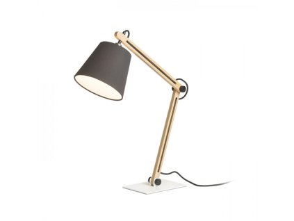 RENDL R14032 NIZZA stolní lampa, pracovní Polycotton černá/dřevo (Barva / Materiál Polycotton černá, dřevo)