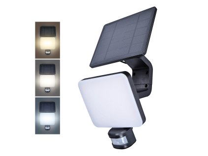 Solight LED solární osvětlení se senzorem, 11W, 1200lm, 3 CCT, Li-Ion, černá (Stupeň krytí (IP) IP54, Barva krytu Černá, Barevná teplota (К) 3000-6000 K)