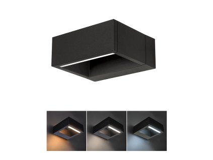 Solight LED venkovní nástěnné osvětlení Ragusa, 7W, 450lm, 3 CCT (Stupeň krytí (IP) IP54, Barva krytu Černá, Barevná teplota (К) 3000-6000 K)