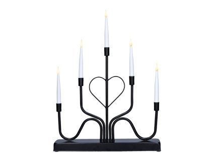 Solight LED kovový svícen, 5x LED, černý, 40cm (Stupeň krytí (IP) IP20, Barevná teplota Teplá bílá)