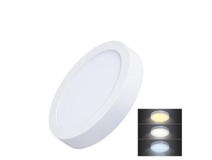 Solight LED mini panel CCT, přisazený, 12W, 900lm, 3000K, 4000K, 6000K, kulatý (Stupeň krytí (IP) IP20, Barevná teplota (К) 3000-6000 K)