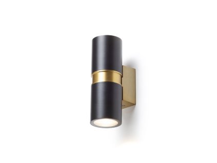MANO nástěnná černá/česaná mosaz 230V LED GU10 2x8W IP54