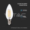 LED Žárovka Filament 4W E14 Svíčka 3000K Stmívatelná Čirá – V-TAC VT-2304D