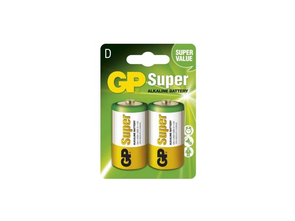 GP Super Alkaline baterie LR20 (D, velké mono) 2ks