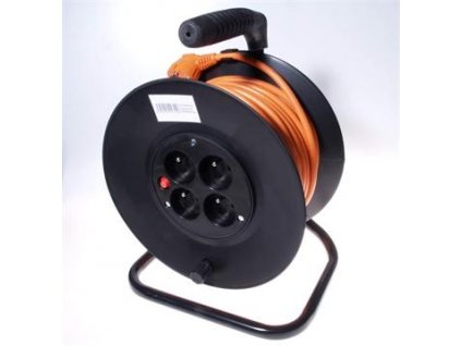PremiumCord Prodlužovací kabel 230V 50m buben, průřez vodiče 3x1,5mm2, 4x zásuvka