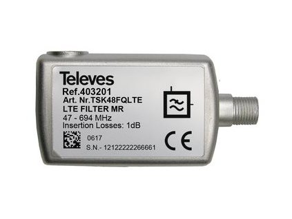 Filtr LTE TELEVES 47-694 MHz, 5G, F-konektor