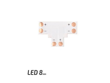 Spojka pro LED pásky - T - CN16 - 8mm - 2pin - SMD 3528, 2835, 3014