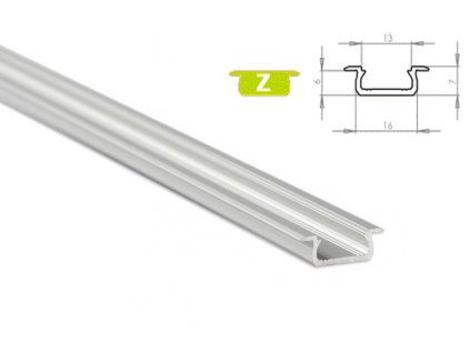 Hliníkový Profil pro LED pásky Z zápustný 1m ELOXOVANÝ