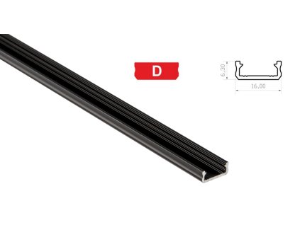 Hliníkový profil pro LED pásky D mini povrchový 2m ČERNÝ