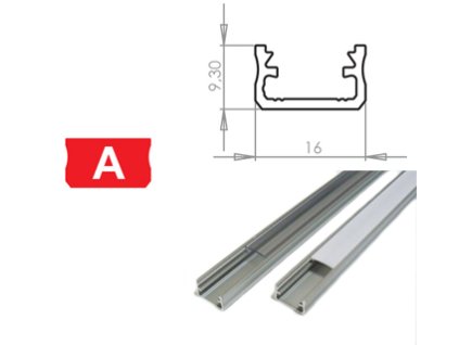Hliníkový Profil pro LED pásky A Povrchový 1m