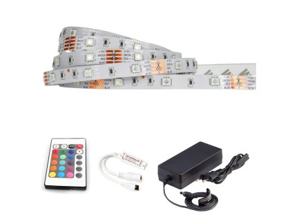 LED pásek - RGB SMD 5050 - 5m - 30LED/m - 7,2W/m - IP20 - komplet