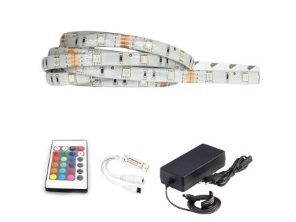 LED pásek - RGB 5050 - 5m - 30LED/m - 7,2W/m - IP65 - komplet