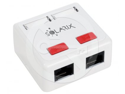 Zásuvka Solarix CAT5E UTP 2 x RJ45 na omítku bílá SX288-5E-UTP-WH