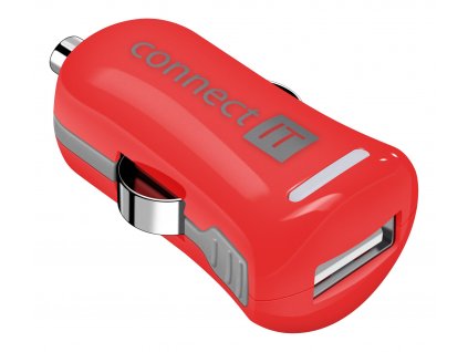 Napájecí adaptér Connect IT InCarz COLORZ 1xUSB 2,1A, červená