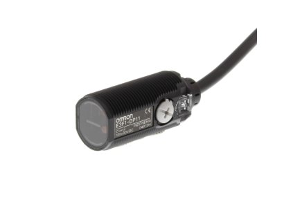 OMRON Snímač E3F1-DP12, M18 axiální, plastové tělo, červená LED, difuzní, 300mm, PNP, L-ON/D-ON volitelně, kabel 2m