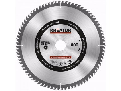 Pilový kotouč Kreator KRT020428 - na dřevo 254mm, 80T