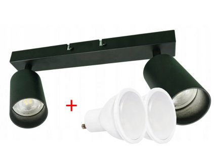 Stropní bodové svítidlo LED VIKI-X 2x GU10 - černé + 2x LED žárovka