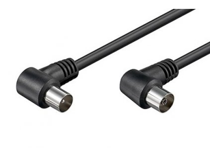 Kabel anténní 75 Ohm, IEC169-2, M-F, 2,5m, lomený na obou koncích 90° , černý