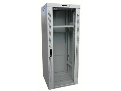 LEXI-Net 19" stojanový rozvaděč 18U, šířka 600mm, hloubka 600mm, nosnost 600 kg, skleněné dveře, složený, šedý