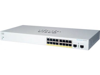 Cisco switch CBS220-16P-2G (16xGbE,2xSFP,16xPoE+,130W,fanless) - REFRESH