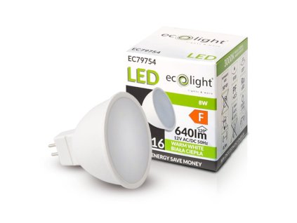 LED žárovka MR16 12V 8W teplá bílá