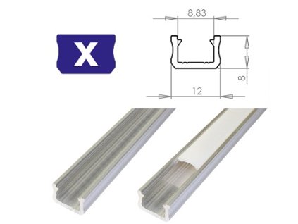 Hliníkový Profil pro LED pásky X Slim Povrchový 2m