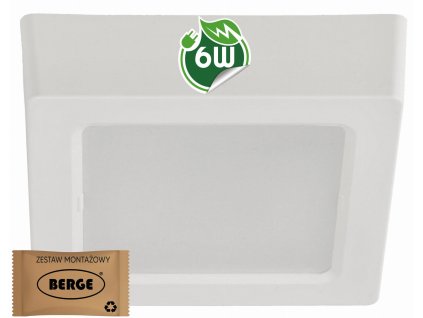 Čtvercový LED panel bílý - přisazený - 6W - PC - neutrální bílá