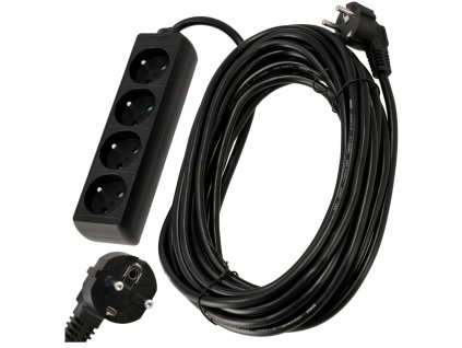 Prodlužovací kabel 10m černý - 4 zásuvkyV027-B