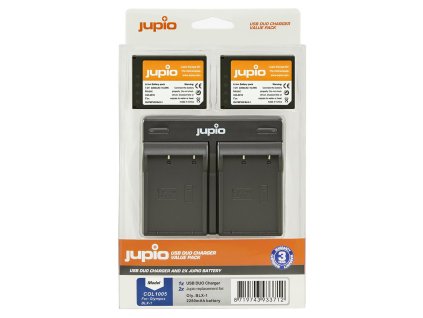 Set Jupio 2x Battery BLX-1 2280mAh + USB Dual Charger pro OM system