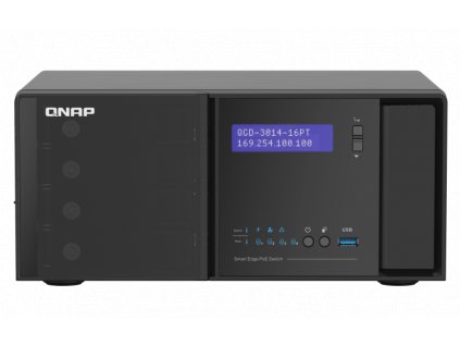QNAP řízený switch QGD-3014-16PT-8G (16x GbE PoE+, 4core CPU, 4x SATA, 8GB RAM, 2x HDMI, 3x USB)