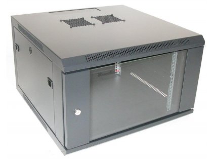 XtendLan 19" nástěnný rozvaděč 6U 600x600, nosnost 60 kg, skleněné dveře, svařovaný, černý