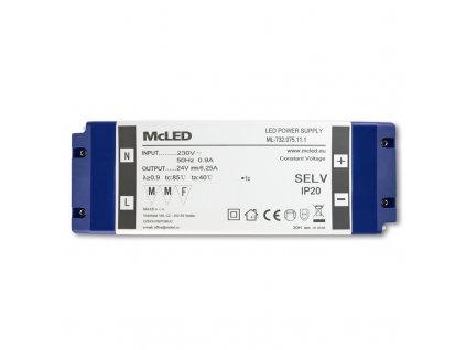 MCLED Napaječ LED 24V/6,25A ML-732.075.11.1 IP20, plastové provedení se svorkovnicí
