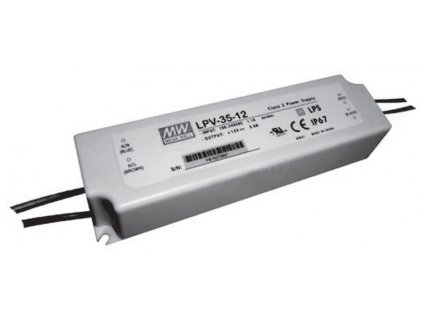 MEANWELL Napaječ LED 12V 35W LPV nestmívatelný IP65