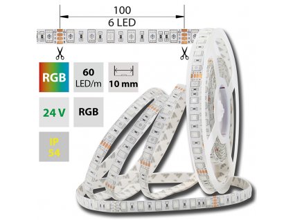 MCLED Pásek LED SMD5050 RGB, 60LED/m, 14,4W/m, DC24V, 496lm/m, IP54, 10mm, 5m