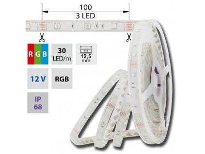 MCLED Pásek LED SMD5050 RGB, 30LED/m, IP68, DC 12V, 12,5mm, 5m