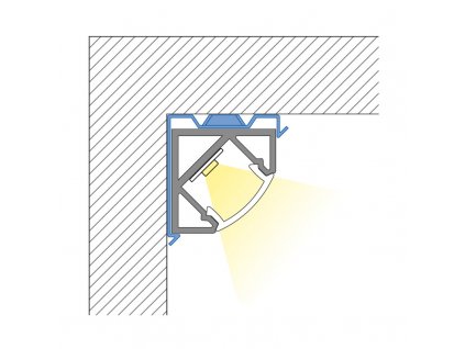 MCLED Profil AL 19x19mm, RT rohový, mléčný difuzor, komplet, 2m