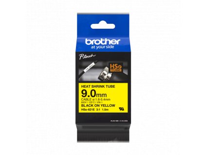 BROTHER Bužírka HSE-621E smršťovací 9,0 mm černý tisk na žluté