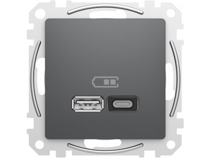 SCHNEIDER Zásuvka Sedna D/E - Dvojitá USB A+C nabíječka 3A 45W, Antacit