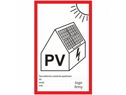 Nálepka "PV symbol na fotovoltaiku + doplnění firmy"