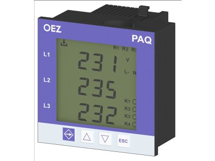 OEZ Analyzátor sítě měření, DI/DO, RO, flash paměť 1GB, komunikace Modbus RTU, Modbus TCP, napájení 85 ÷ 265 V typ PAQ-12-U230-COM3