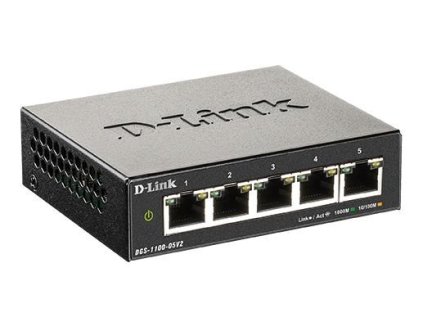 BAZAR - D-Link DGS-1100-05V2 5-port Gigabit Smart Managed switch, fanless - Poškozený obal (Komplet)
