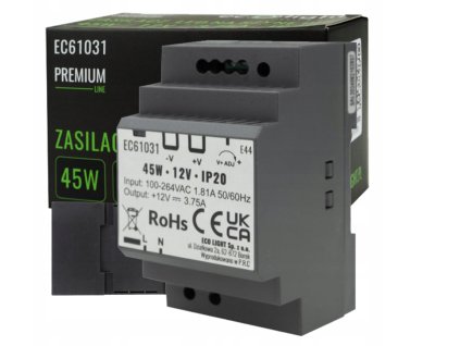 45136 napajeni na din listu 12v 45w 3 75a pro ip20 premium led pasek