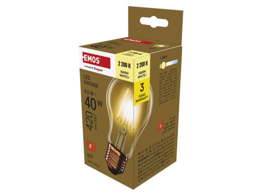 LED žárovka Vintage A60 / E27 / 4,5 W (40 W) / 420 lm / teplá bílá