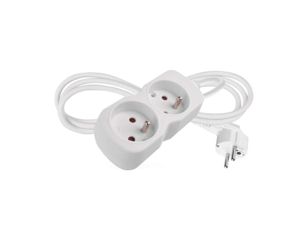 Prodlužovací kabel 1,4 m / 2 zásuvka / bílý / PVC / 1 mm2