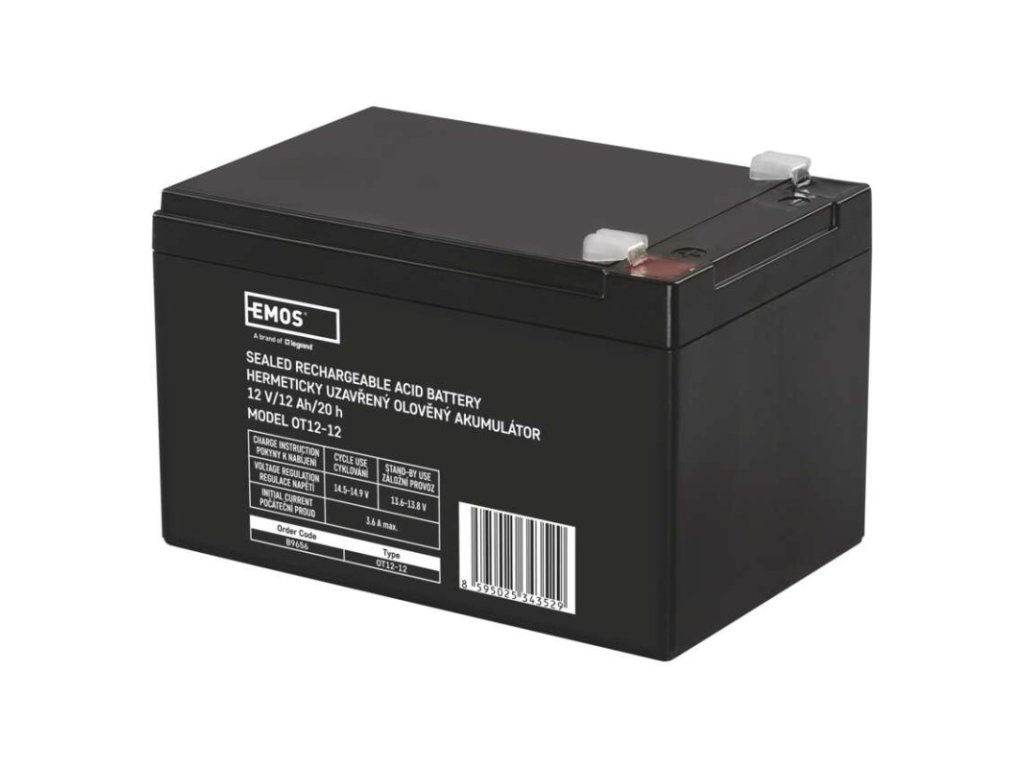 Bezúdržbový olověný akumulátor 12 V/12 Ah, faston 6,3 mm