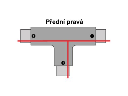 T spojka pro 3F lištu - Černá přední pravá