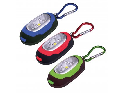 Solight LED svítilna s karabinou, 30lm, COB LED, 2x CR2032 součástí