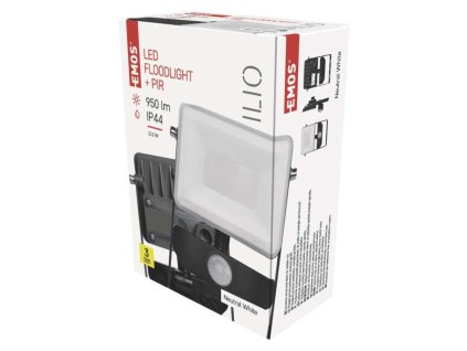 LED reflektor ILIO s pohybovým čidlem, 10,5W, černý, neutrální bílá