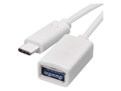 Datový OTG kabel USB-A 3.0 / USB-C 3.0  s funkcí redukce, 15 cm, bílý