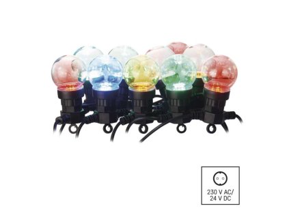 LED světelný řetěz – 10x párty žárovky, 5 m, venkovní i vnitřní, multicolor